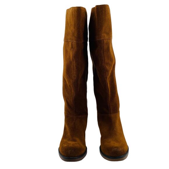 Franco Sarto Christine Brown Suede Tall Back Zip Equestrian Riding Boots 4 WC - Picture 3 of 11